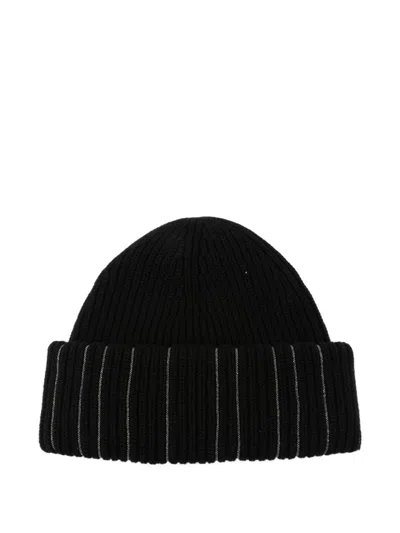 Fabiana Filippi Ribbed Metallic-detail Beanie Hat In Black