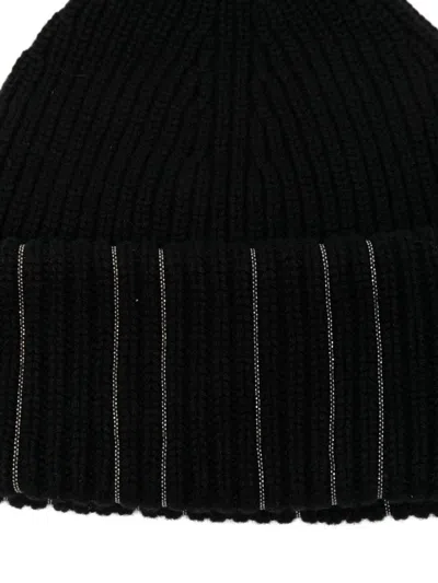 Fabiana Filippi Ribbed Metallic-detail Beanie Hat In Black