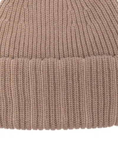 Fabiana Filippi Ribbed Metallic-thread Beanie Hat In Brown