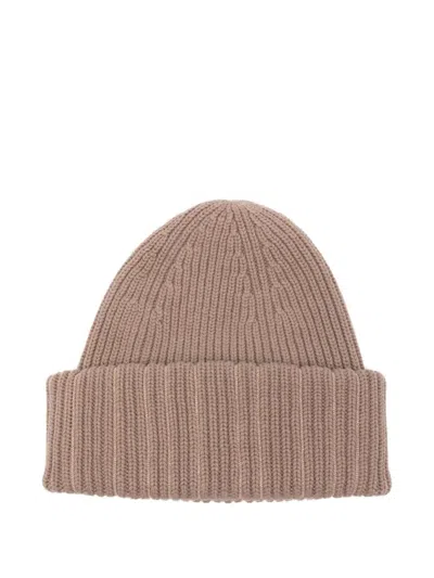 Fabiana Filippi Ribbed Metallic-thread Beanie Hat In Brown