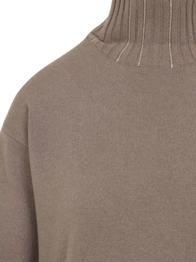 Fabiana Filippi Cortex Brown Virgin Wool Knit Midi Dress In Gray