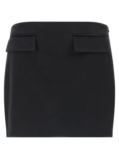 Ferragamo Cashmere Wool Skirt With Pockets And Darts In Black