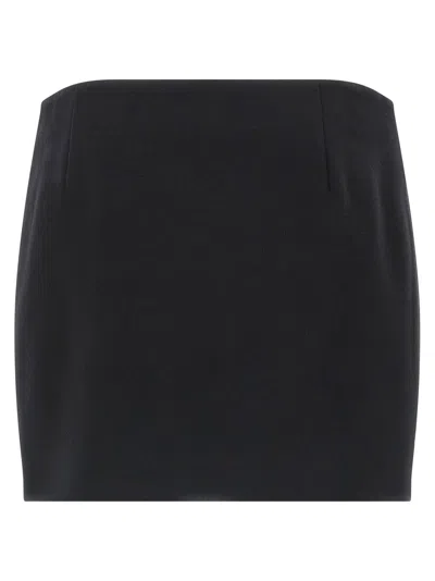 Ferragamo Cashmere Wool Skirt With Pockets And Darts In Black