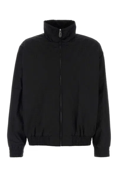 Fendi Nylon Bomber Jacket High Collar In Black