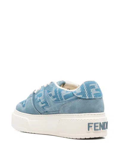 Fendi Ff Jacquard Platform Sneakers In Blue