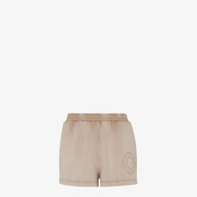 Fendi Cotton Shorts With Elastic Waistband And Side Pockets In Brown