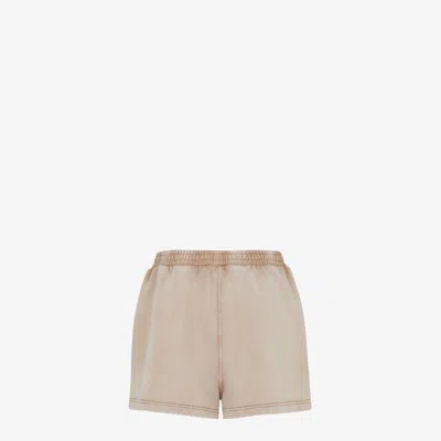 Fendi Cotton Shorts With Elastic Waistband And Side Pockets In Brown