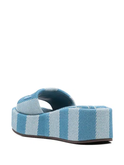 Fendi Logo-embroidered Slides In Blue