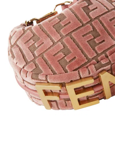 Fendi Graphy Mini Hobo Bag In Ff Jacquard Velvet In Pink