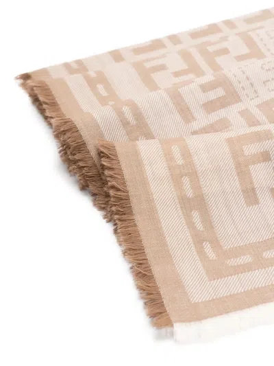 Fendi Ff Denim Effect Shawl In Neutral