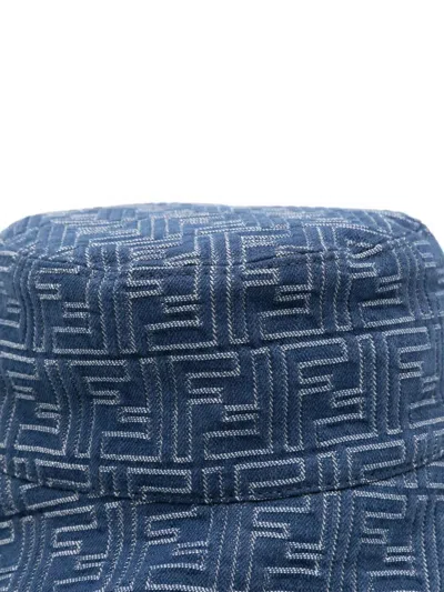 Fendi Urban Denim Bucket Hat With Ff Embroidery In Blue