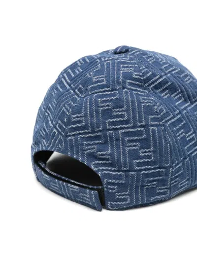 Fendi Ff Denim Baseball Hat In Blue