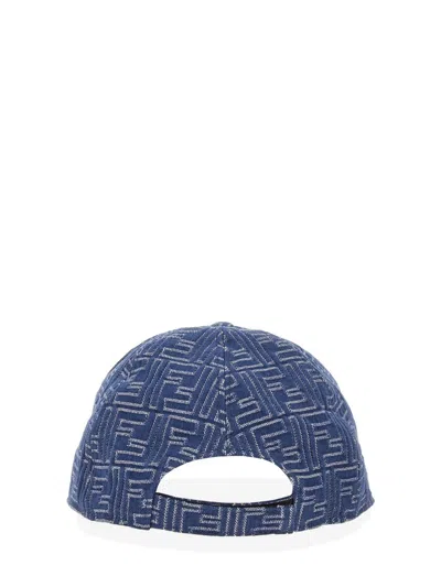 Fendi Ff Denim Baseball Hat In Blue