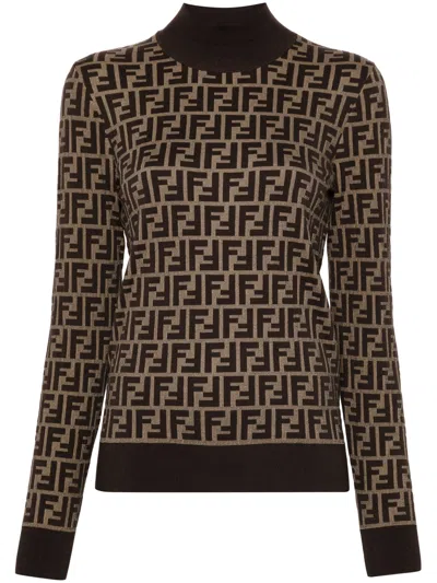 Fendi Ff Jacquard Turtleneck Sweater In Multi