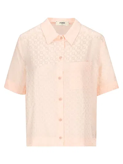 Fendi Ff Pattern Silk Shirt In Pink