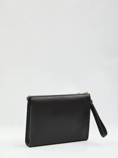 Fendi Leather Clutch Bag With Logo