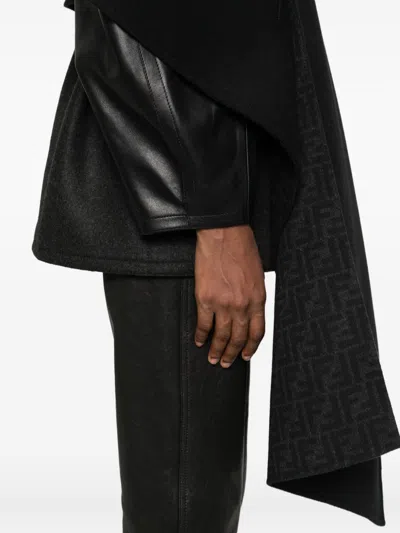 Fendi Women Ff Wool Coat In Black