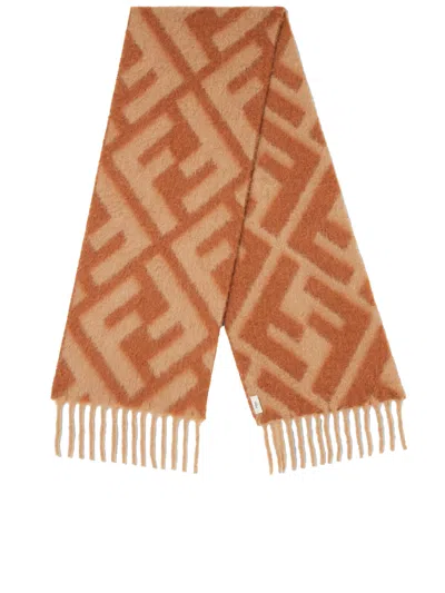 Fendi Brown Ff Alpaca And Wool Scarf