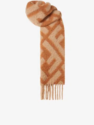 Fendi Brown Ff Alpaca And Wool Scarf