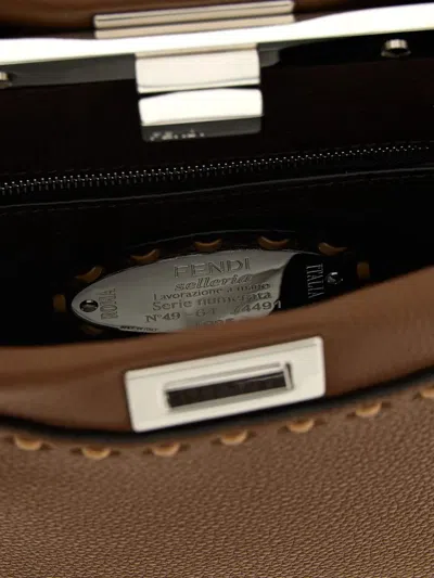 Fendi Mini Handbag With Adjustable Strap And Top Handle In Brown
