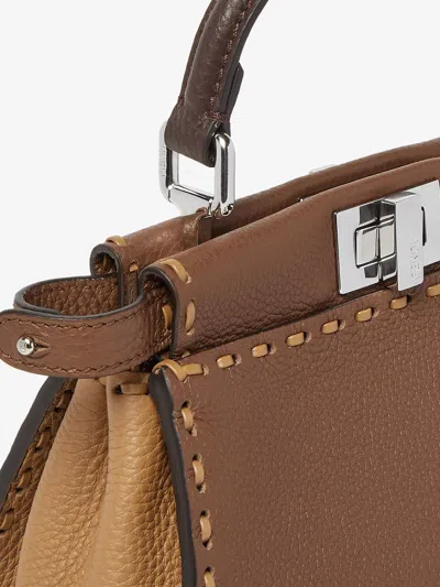 Fendi Mini Handbag With Adjustable Strap And Top Handle In Brown