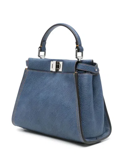 Fendi Pekaboo Soft Mini Hand Bags Light Blue In Blue