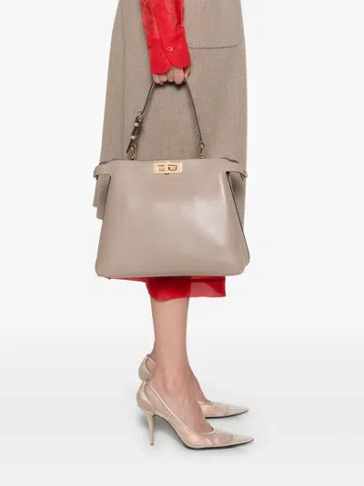 Fendi Medium Peekaboo Shoulder Bag In Gray