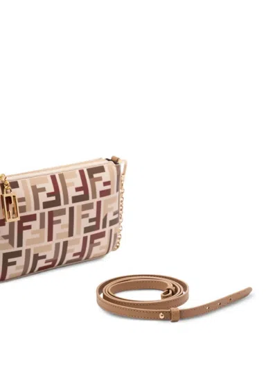 Fendi Ff Fabric Uette Pouch With Chain Bags In Multi