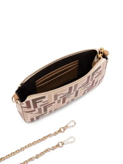 Fendi Ff Fabric Uette Pouch With Chain Bags In Multi