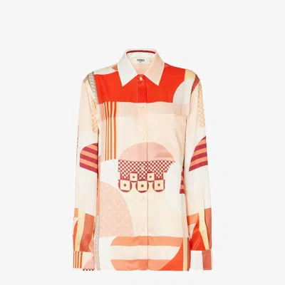 Fendi Patchwork Printed Long-sleeved Shirt In Multi