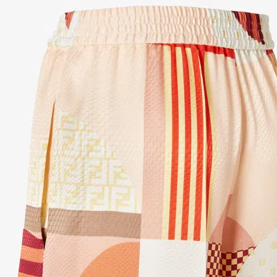 Fendi Silk Trousers With Patchwork Print In Multi