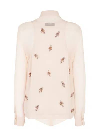 Fendi Women Georgette Top With Rhinestones And Sequins Embroidery In Multi