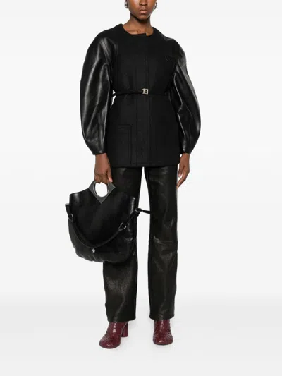 Fendi Women Wool Midi Coat In Black