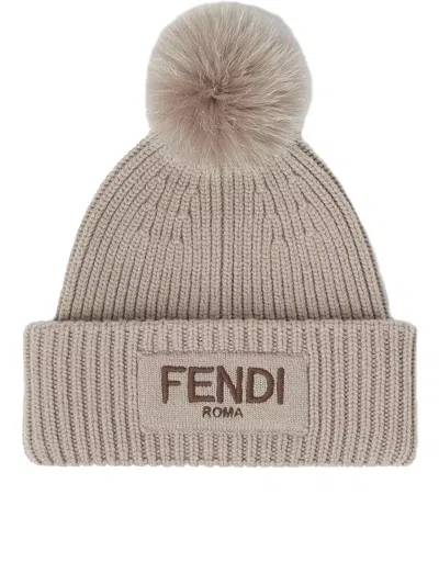 Fendi Knitted Beanie With Pom Detail