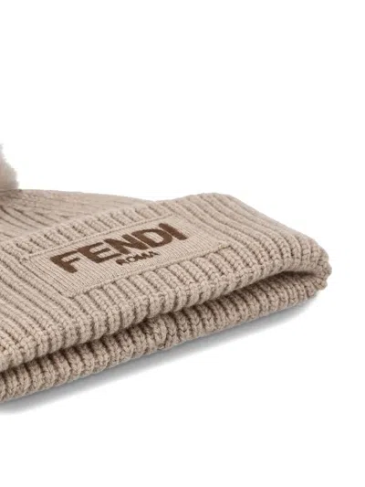 Fendi Knitted Beanie With Pom Detail