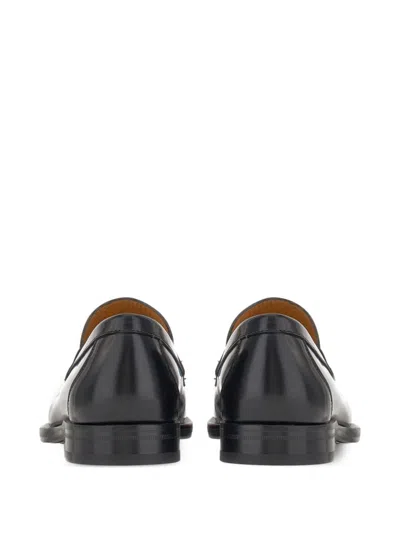 Ferragamo Black Reversible Gancini Ornament Loafers In Nero