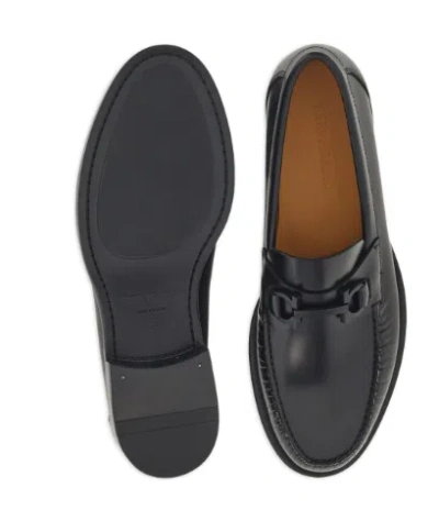 Ferragamo Black Reversible Gancini Ornament Loafers In Nero