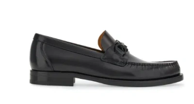 Ferragamo Black Reversible Gancini Ornament Loafers In Nero