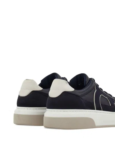 Ferragamo Cassina Gan2 Leather Sneakers With Suede Details In Black