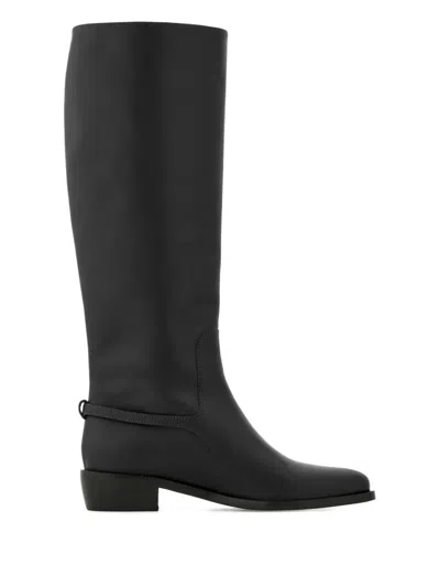Ferragamo F Buckle Therma Knee Riding Boots In Black