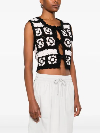 Ganni Crochet Vest In Black
