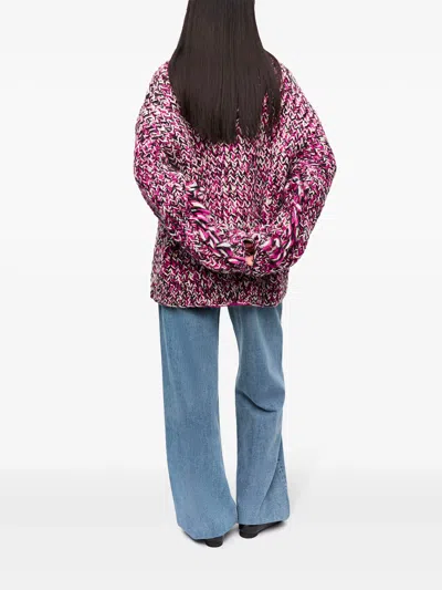 Ganni Hand Knitted Wool Cardigan In Multi