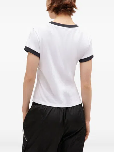 Ganni Women White Crewneck T-shirt With Maxi Logo On The Front In Cotton Jersey Woman In White
