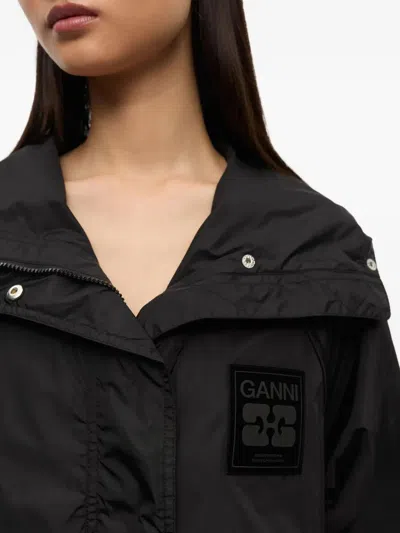 Ganni Nylon Blouson Jacket In Black