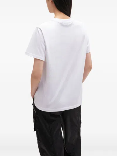 Ganni Women White Crewneck T-shirt With Maxi Logo On The Front In Cotton Jersey Woman In White