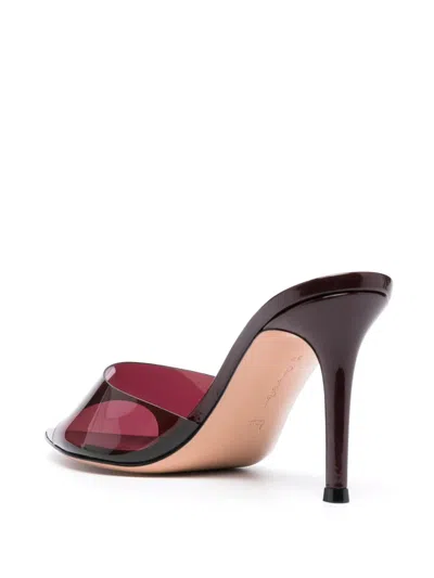 Gianvito Rossi Elle 105 Pointed-toe Plexi Sandals In Burgundy