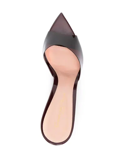 Gianvito Rossi Elle 105 Pointed-toe Plexi Sandals In Burgundy