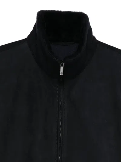 Giorgio Armani High-neck Bluson Jacket With Shearling Details Clothing In Black