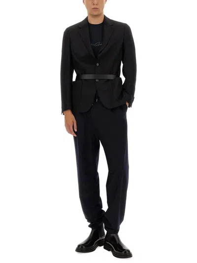 Giorgio Armani Asv Stretch-viscose T-shirt With Signature Logo In Black