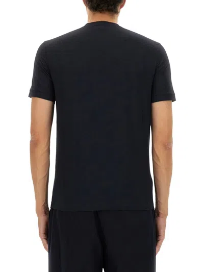 Giorgio Armani Asv Stretch-viscose T-shirt With Signature Logo In Black